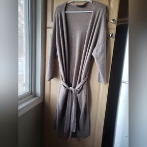 Zara Home Loungewear Collection Cozy Tan Knit Cardigan with Belt Oversized M